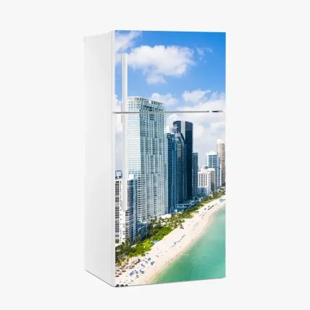 Fridge sticker turquoise beachfront skyline • Wallissimo®