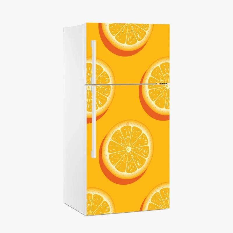 Fridge sticker vibrant orange citrus pattern