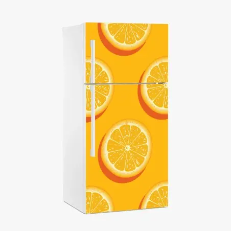 Fridge sticker vibrant orange citrus pattern • Wallissimo®