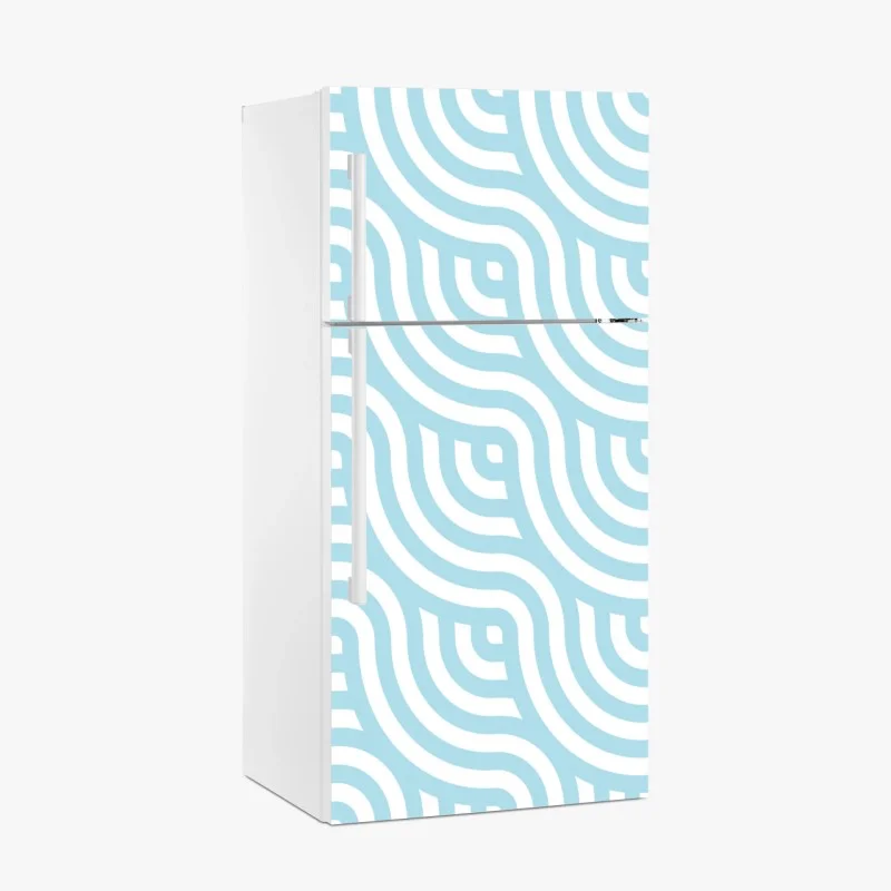 Fridge sticker soft turquoise geometric wave pattern