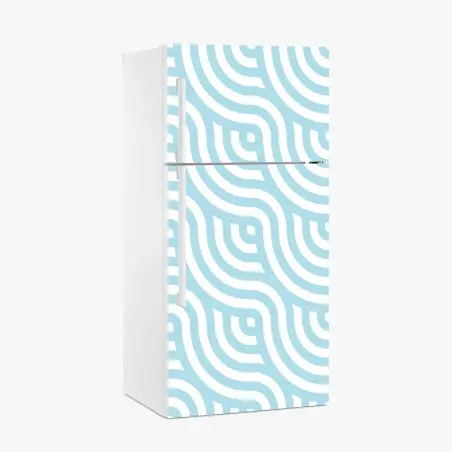 Fridge sticker soft turquoise geometric wave pattern • Wallissimo®