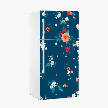 Fridge sticker delicate scattered floral pattern on deep teal • Wallissimo®