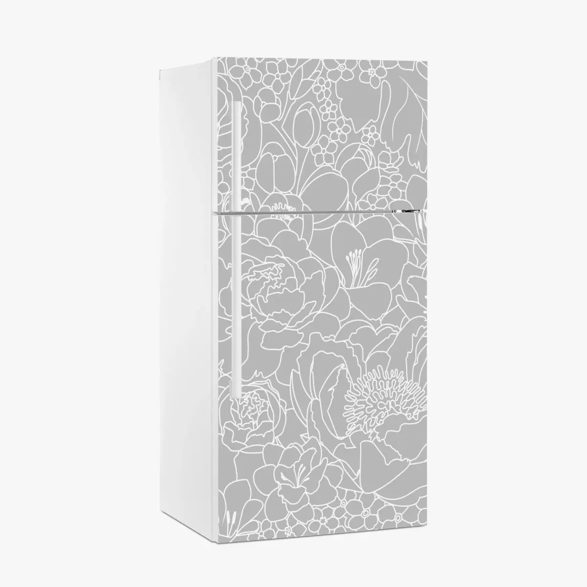Fridge sticker subtle gray floral line art • Wallissimo® Fridge sticker subtle gray floral line art • Wallissimo®