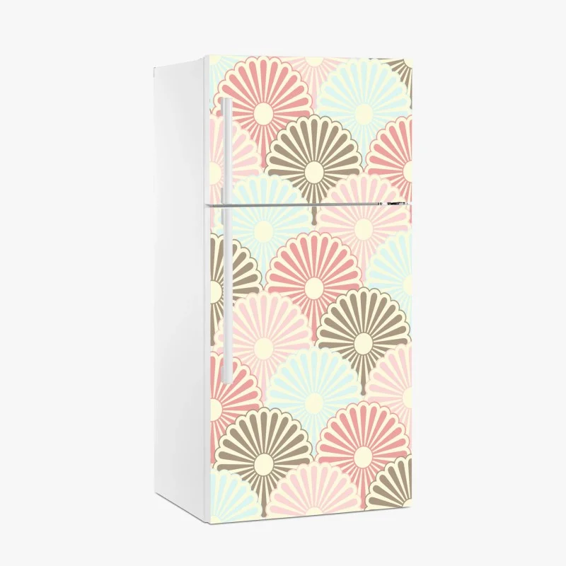 Fridge sticker pastel scallop fan pattern