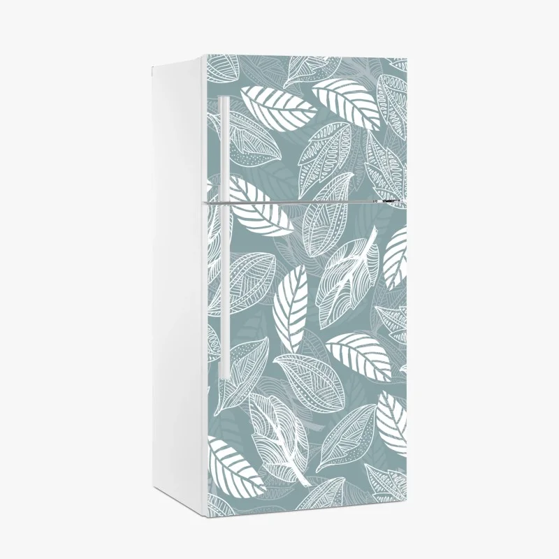 Fridge sticker hand-drawn leaf pattern on teal background ⁕ Wallissimo® Fridge sticker hand-drawn leaf pattern on teal background ⁕ Wallissimo®