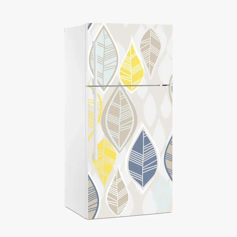 Fridge sticker scandinavian leaf pattern in soft neutrals