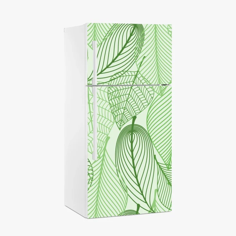 Fridge sticker green botanical leaf pattern