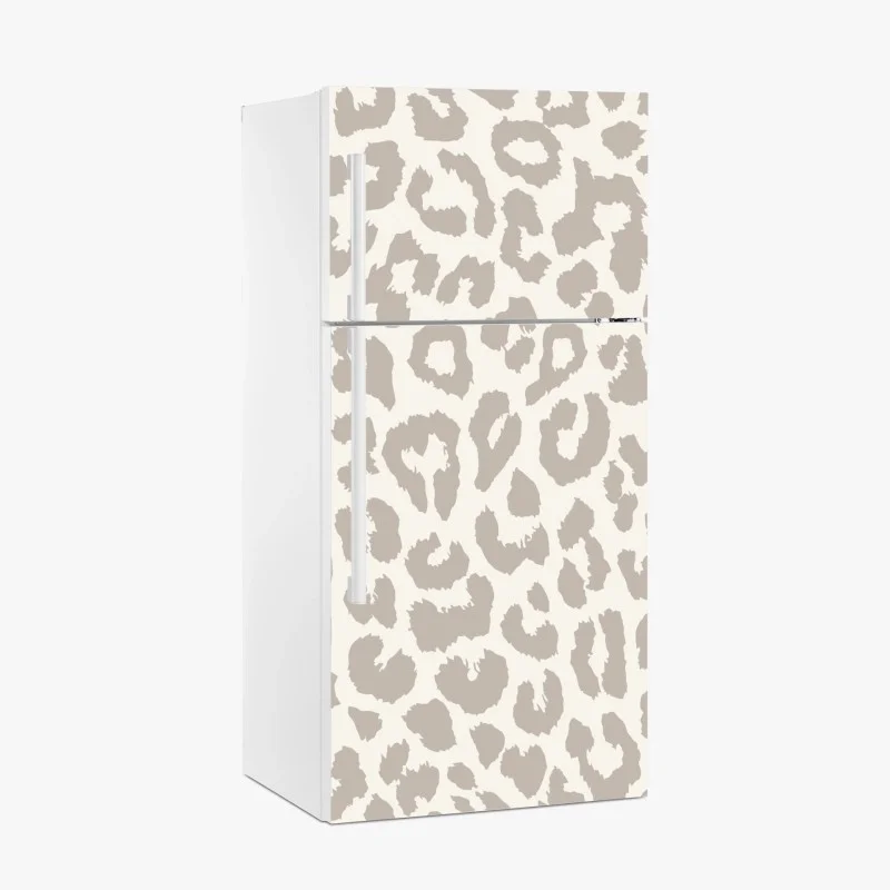 Fridge sticker neutral beige leopard print pattern