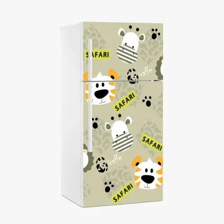 Fridge sticker cute safari animals nursery pattern • Wallissimo®