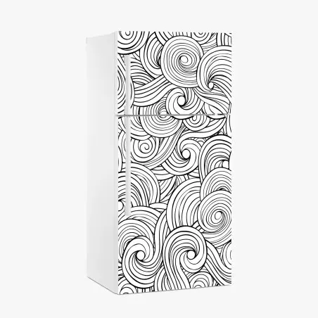 Fridge sticker black and white swirl pattern • Wallissimo®