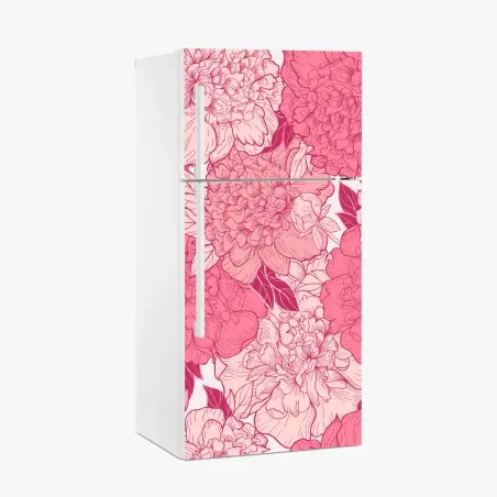 Fridge sticker pink peony floral pattern • Wallissimo®