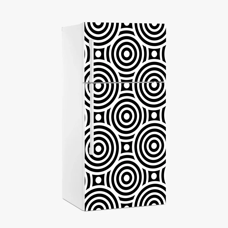Fridge sticker black and white concentric circle pattern