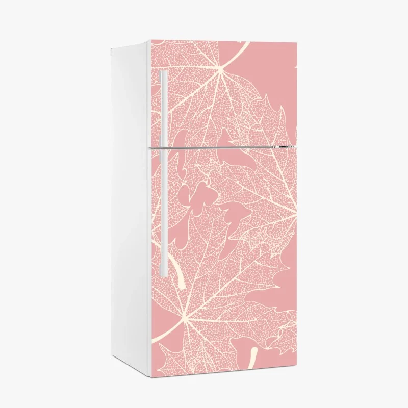 Fridge sticker delicate pink leaf pattern