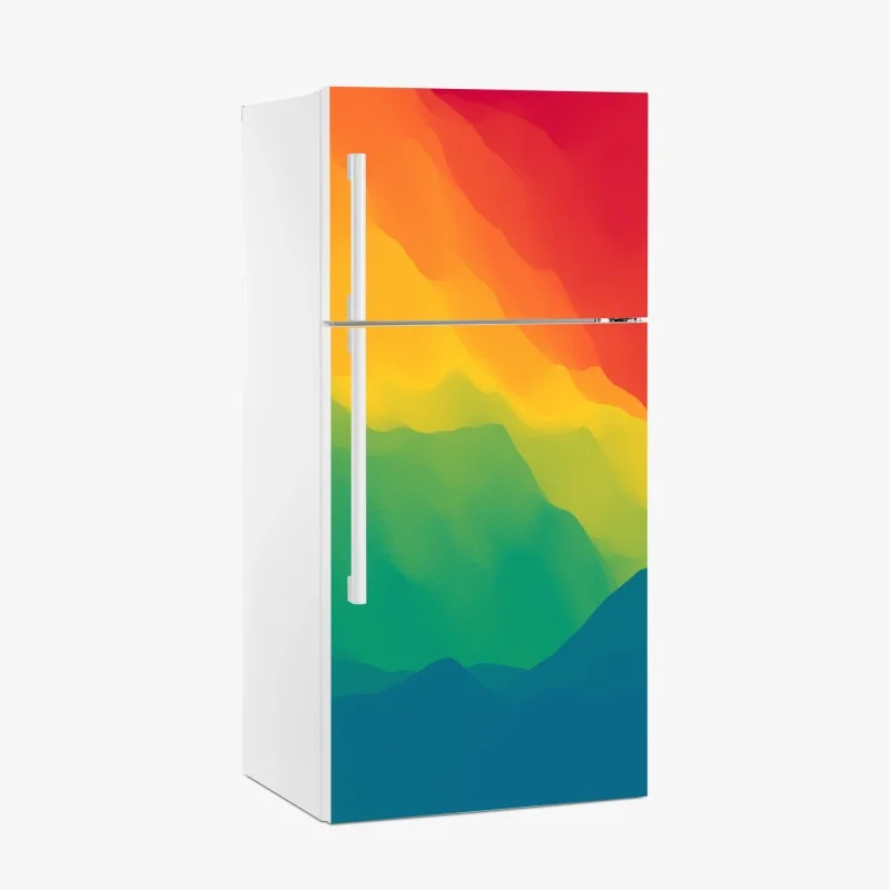 Fridge sticker vibrant layered mountain gradient