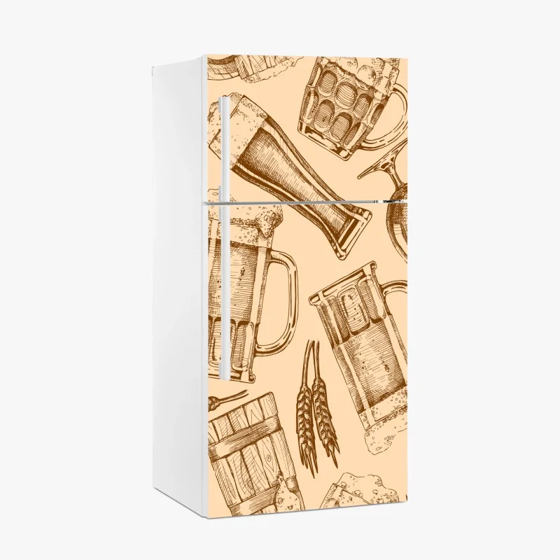 Fridge sticker vintage beer mug pattern