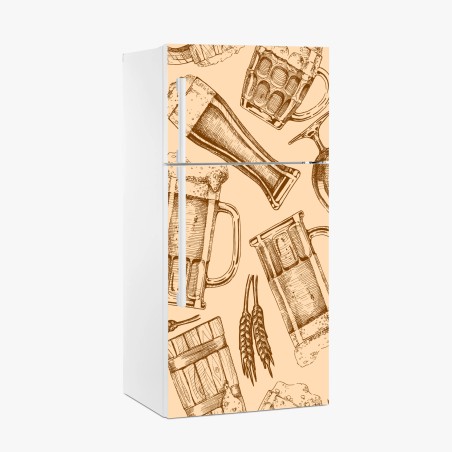 Fridge sticker vintage beer mug pattern • Wallissimo®