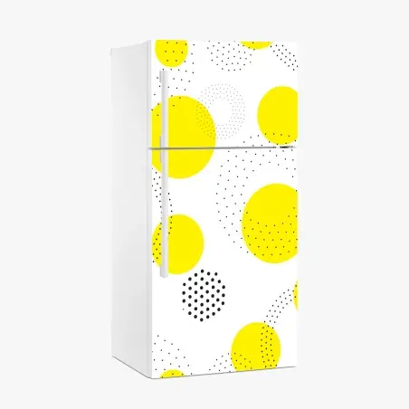Fridge sticker bright yellow polka dot pattern wall art • Wallissimo®