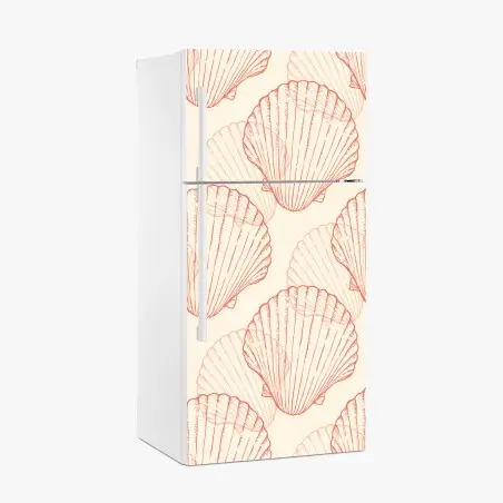 Fridge sticker coral scallop shell pattern • Wallissimo®