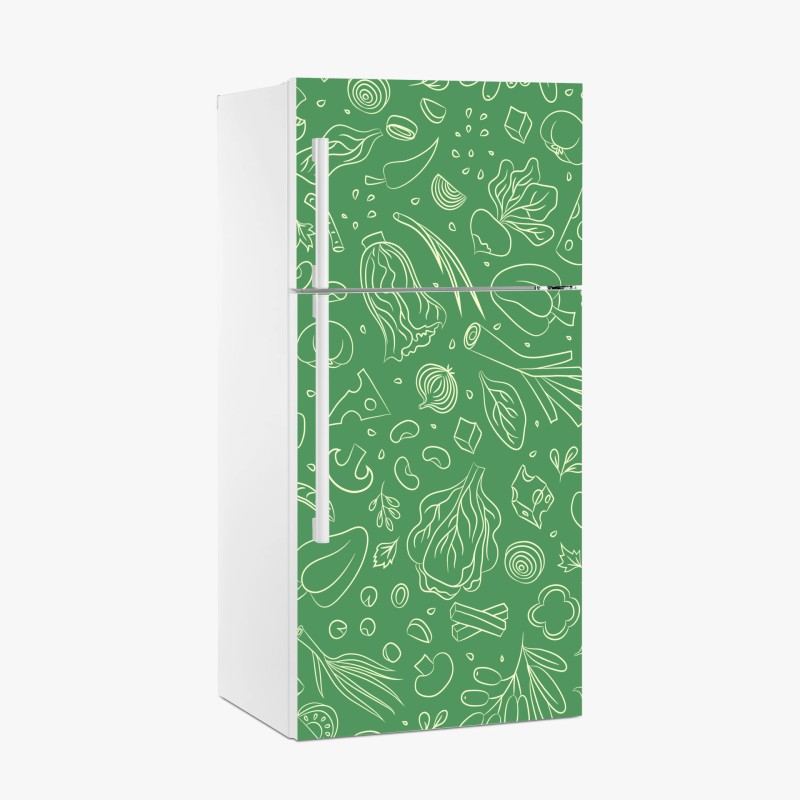Fridge sticker green vegetable pattern