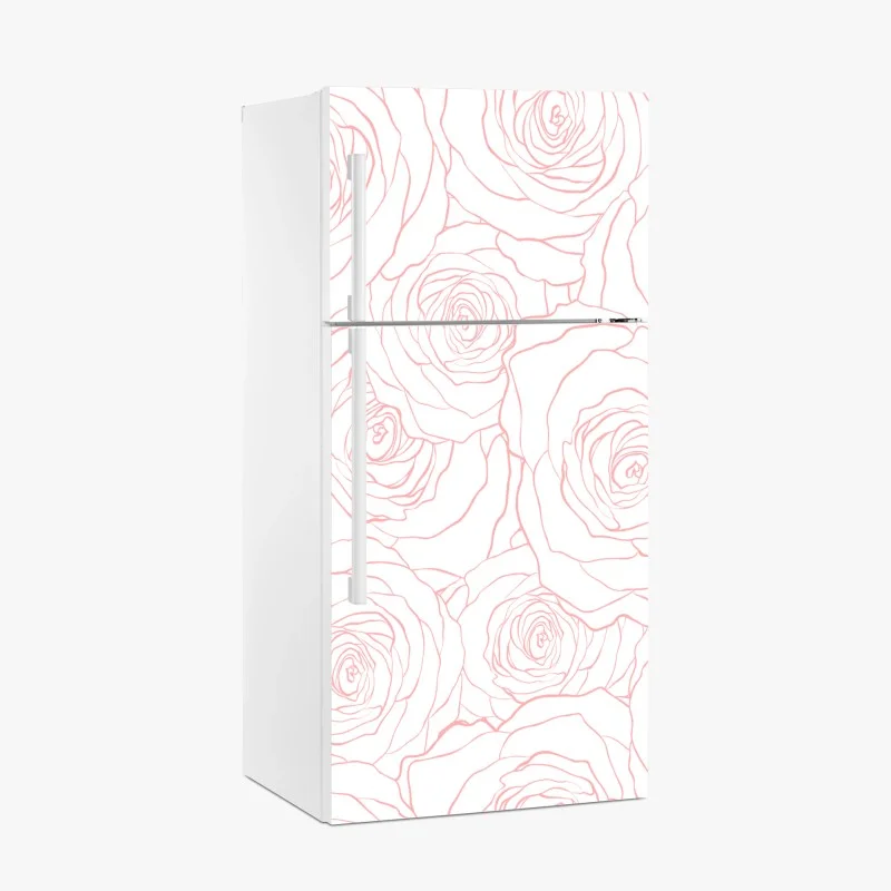 Fridge sticker delicate pink rose line pattern