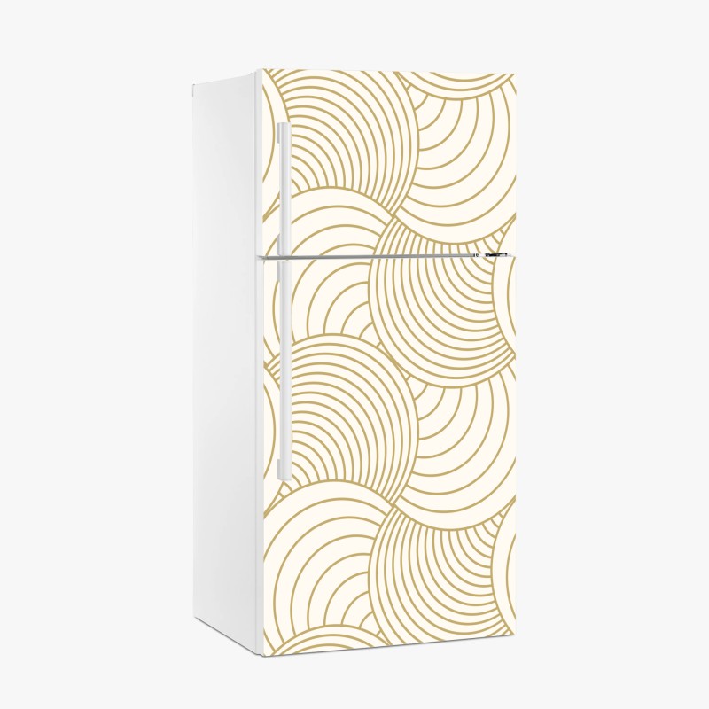 Fridge sticker gold art deco circle pattern
