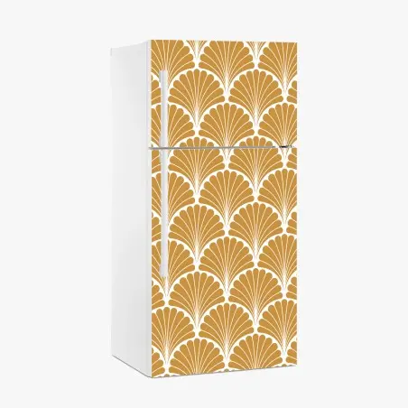 Fridge sticker golden art deco fan pattern • Wallissimo®