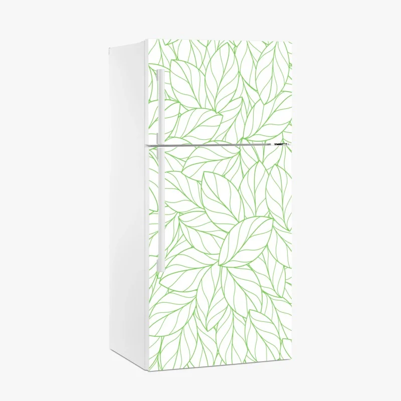 Fridge sticker green leaf line pattern