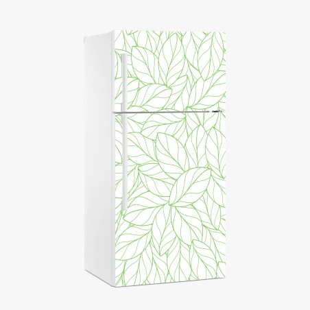 Fridge sticker green leaf line pattern • Wallissimo®
