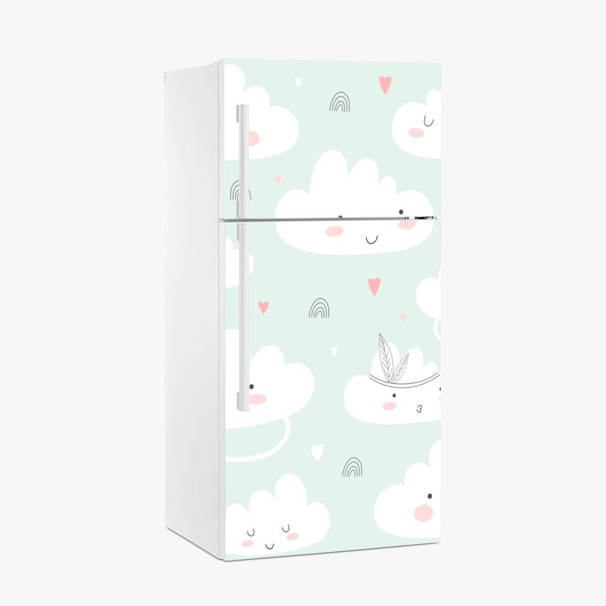 Fridge sticker smiling clouds pastel nursery pattern • Wallissimo® Fridge sticker smiling clouds pastel nursery pattern • Wallissimo®
