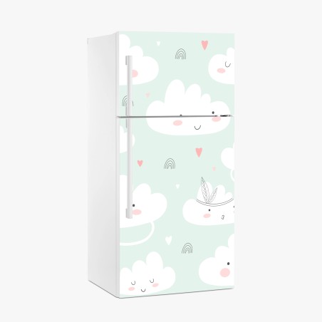 Fridge sticker smiling clouds pastel nursery pattern • Wallissimo®