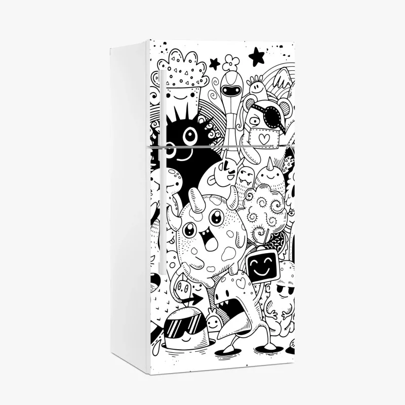 Fridge sticker playful monster doodle