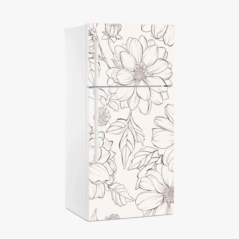 Fridge sticker delicate botanical line florals