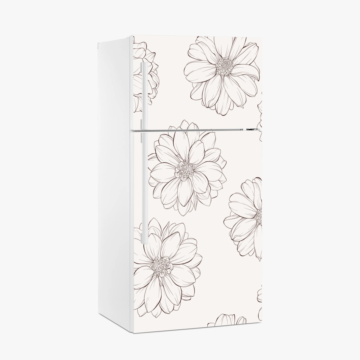 Fridge sticker delicate line flower pattern on beige • Wallissimo® Fridge sticker delicate line flower pattern on beige • Wallissimo®