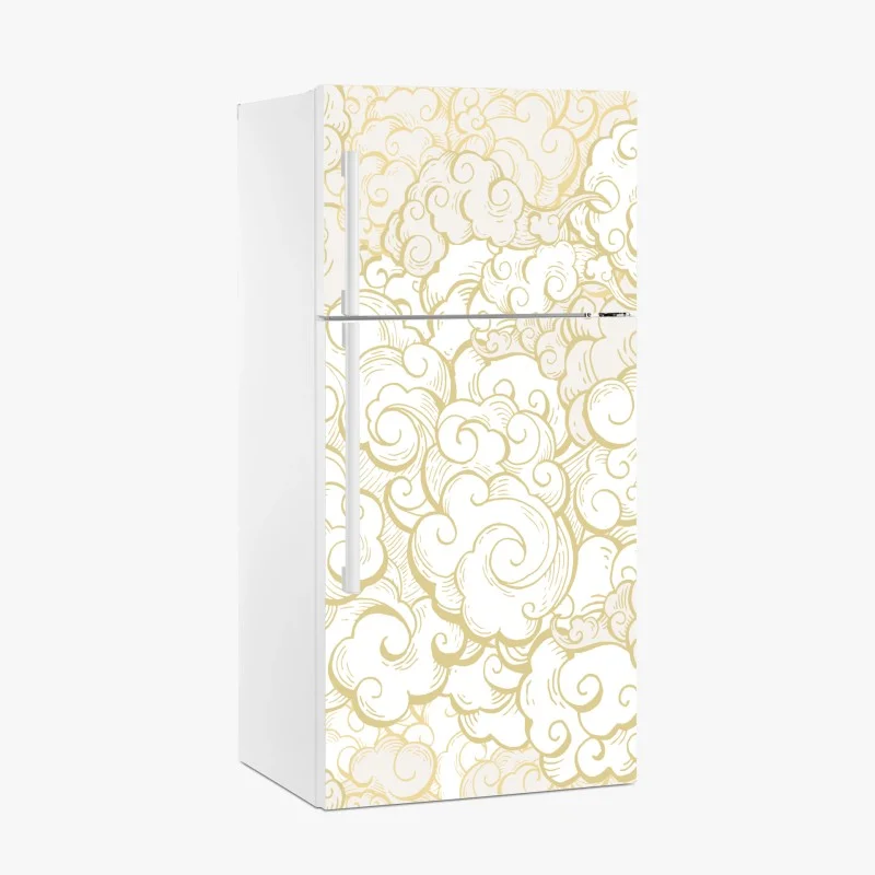 Fridge sticker ornamental golden cloud pattern