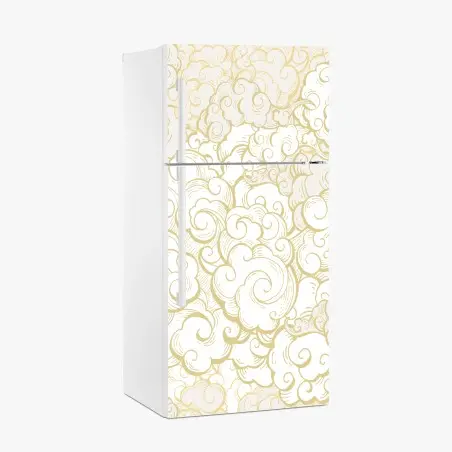 Fridge sticker ornamental golden cloud pattern • Wallissimo®