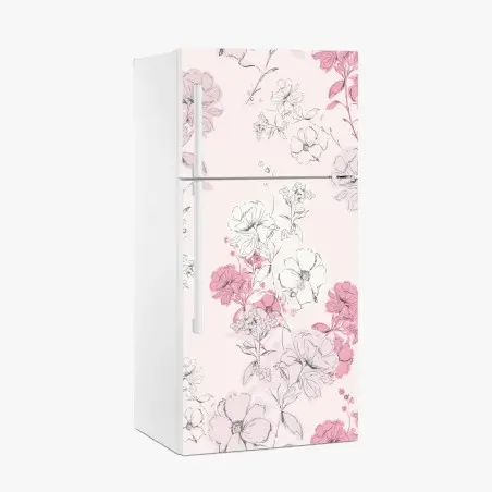 Fridge sticker soft pink floral pattern • Wallissimo®
