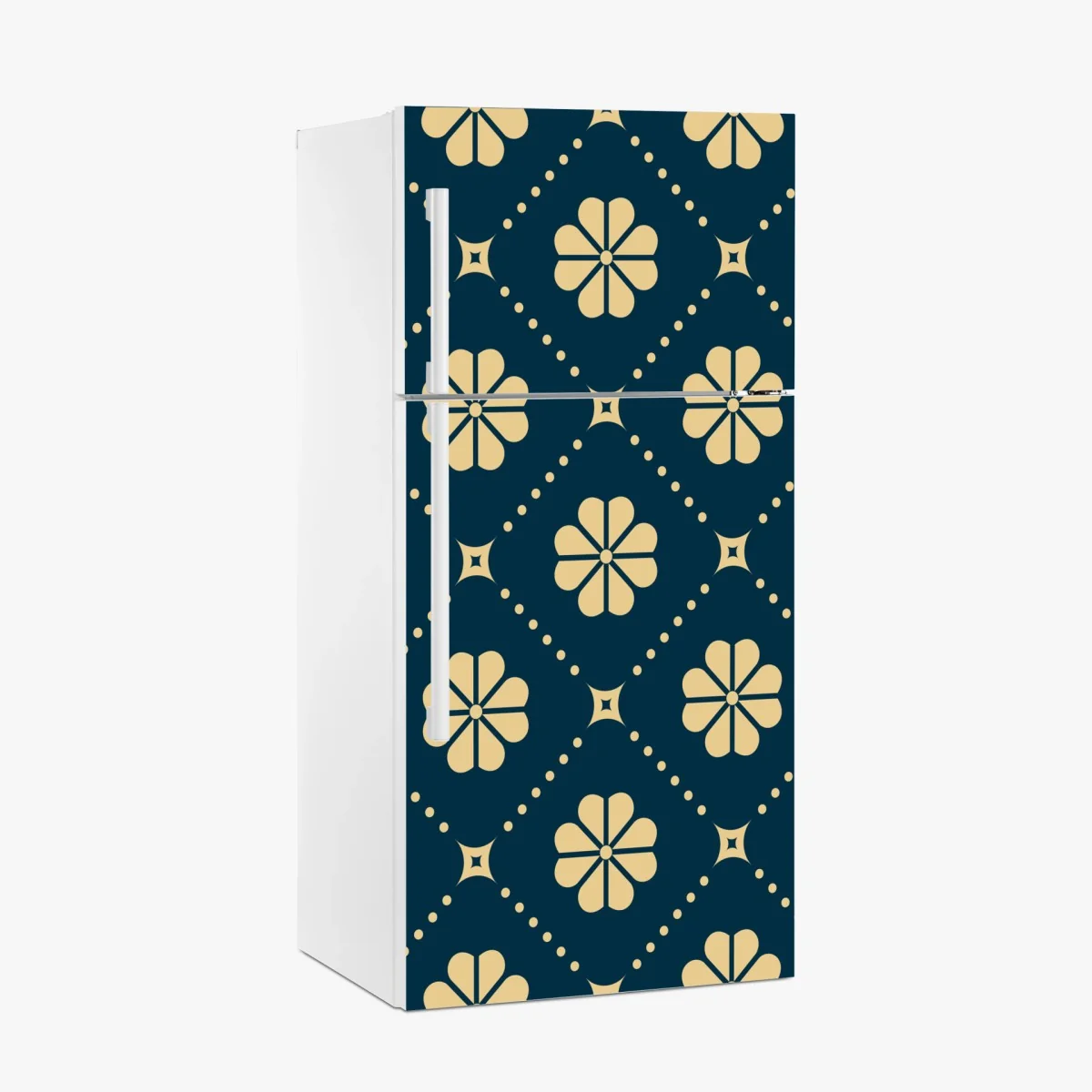 Fridge sticker teal and beige floral geometric pattern • Wallissimo® Fridge sticker teal and beige floral geometric pattern • Wallissimo®