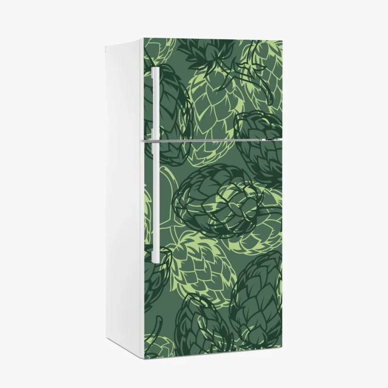 Fridge sticker green hop cone botanical pattern