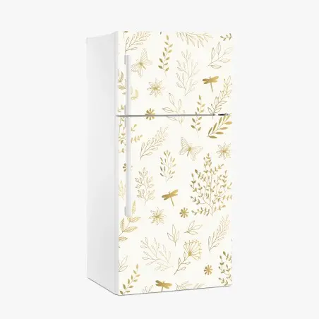 Fridge sticker golden botanical seamless pattern • Wallissimo®