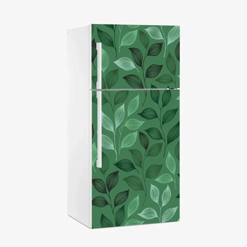 Fridge sticker green botanical leaf pattern