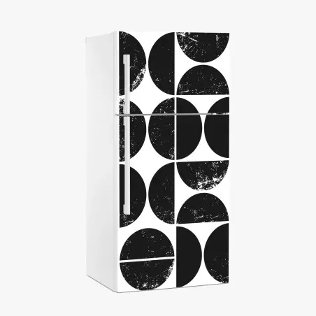Fridge sticker black geometric circle pattern • Wallissimo®