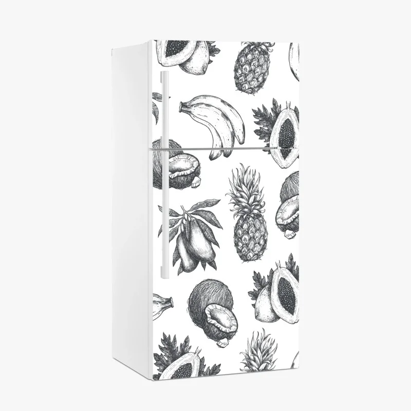 Fridge sticker hand drawn tropical fruit pattern