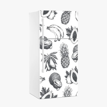 Fridge sticker hand drawn tropical fruit pattern • Wallissimo®