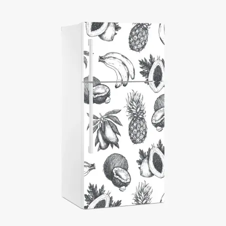 Fridge sticker hand drawn tropical fruit pattern • Wallissimo®