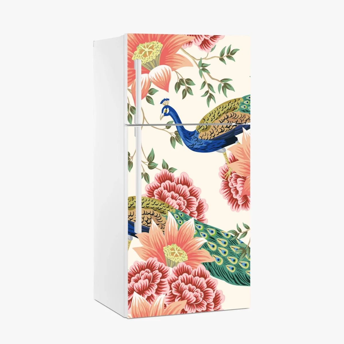 Fridge sticker elegant peacock floral wallpaper pattern ⁕ Wallissimo® Fridge sticker elegant peacock floral wallpaper pattern ⁕ Wallissimo®