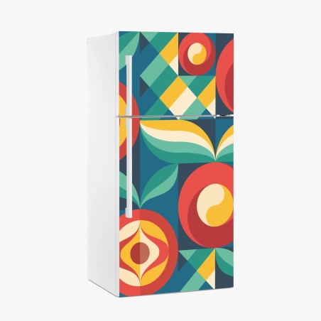Fridge sticker vibrant geometric floral pattern • Wallissimo®