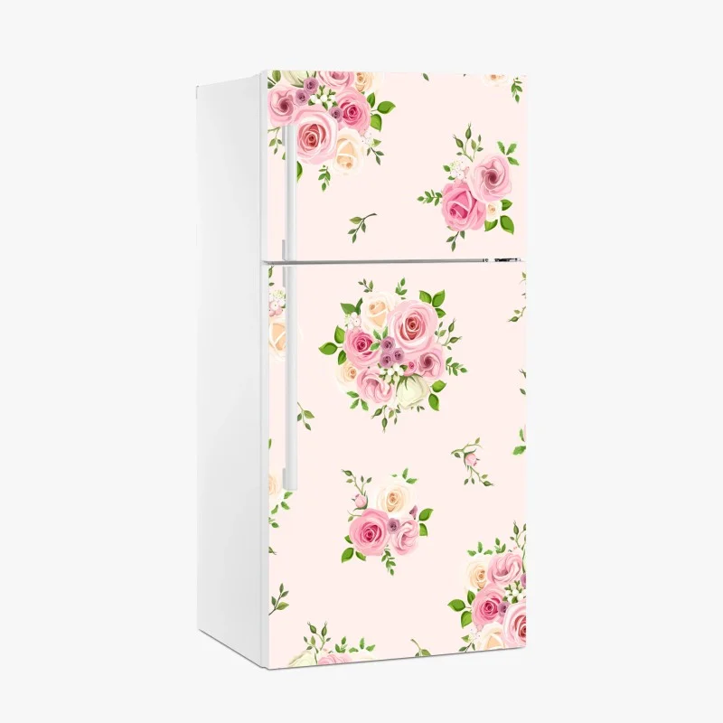 Fridge sticker delicate pink rose bouquet pattern