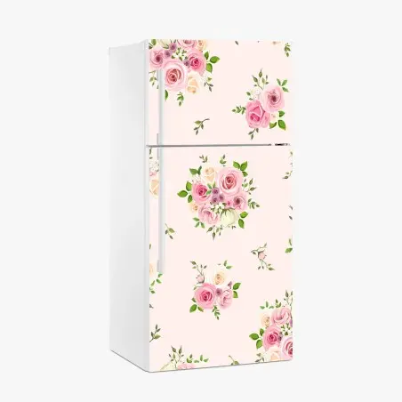Fridge sticker delicate pink rose bouquet pattern • Wallissimo®