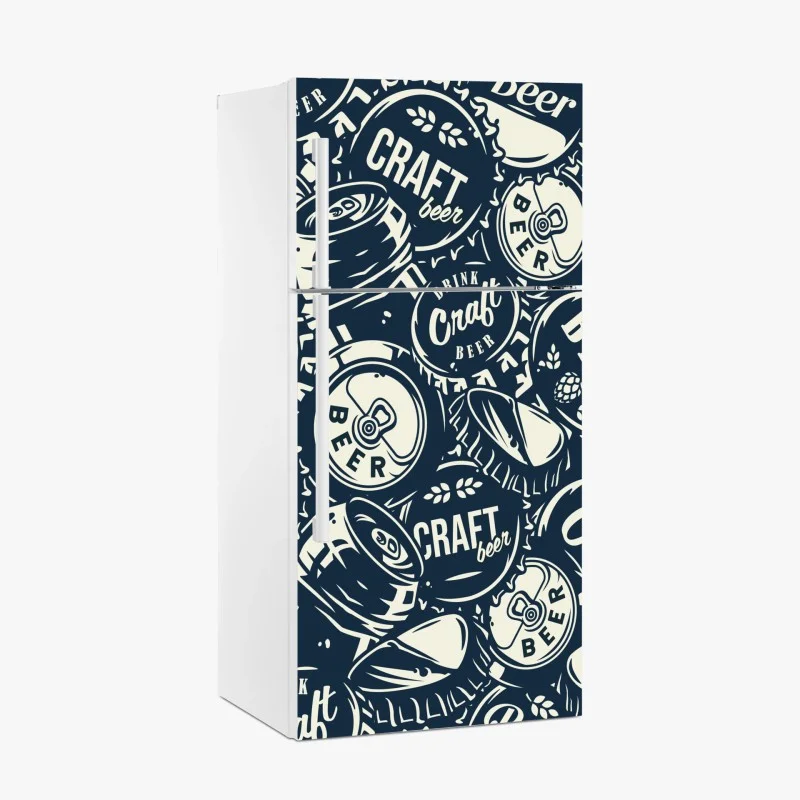 Fridge sticker craft beer caps pattern