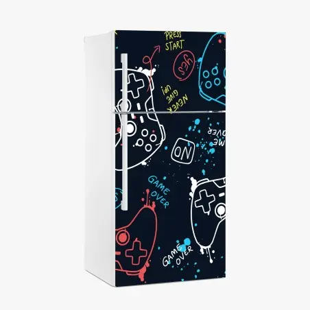 Fridge sticker colorful gaming controller pattern • Wallissimo®